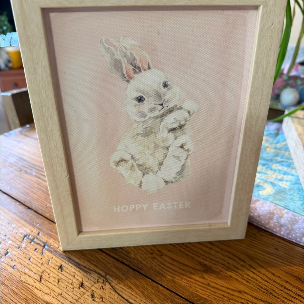 Hoppy Easter Pink Bunny Framed Holiday Print